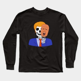 Halloween Skeleton with Scary Trump Mask Long Sleeve T-Shirt